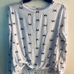 Cool Cats Long Sleeve Twist Top